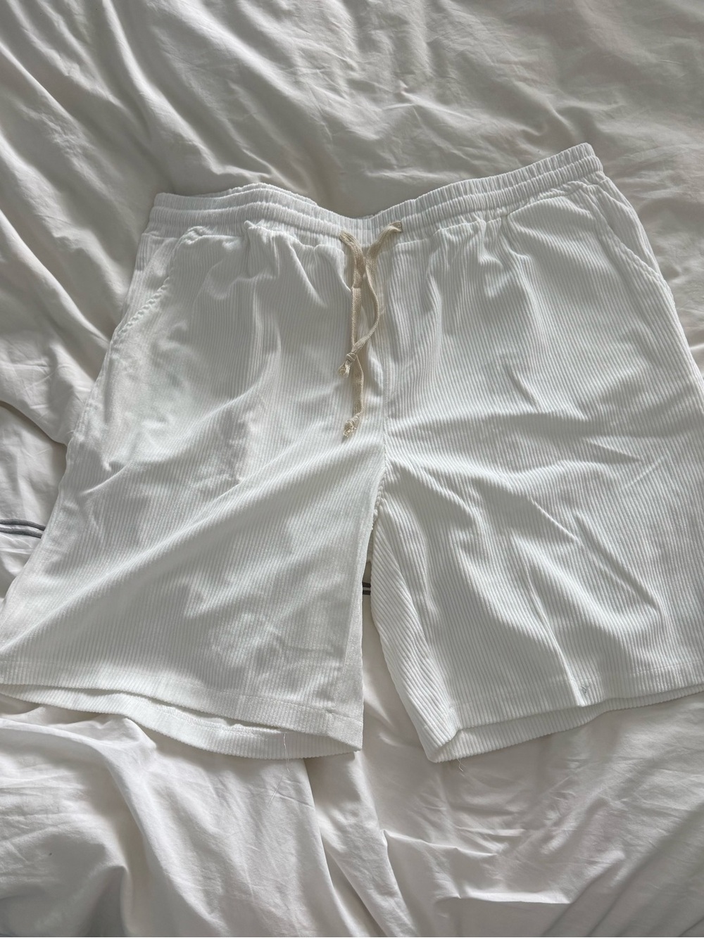 JMMIER White Ribbed Drawstring Shorts 3XL Never Worn